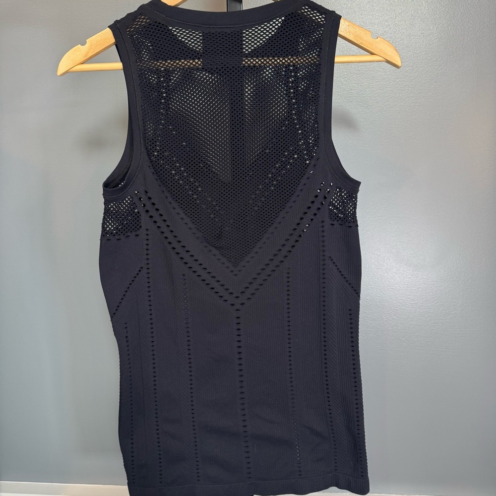 Athleta Oxygen Tank Black Seamless Mesh Top Small Perforated Workout Athletic - Picture 5 of 7